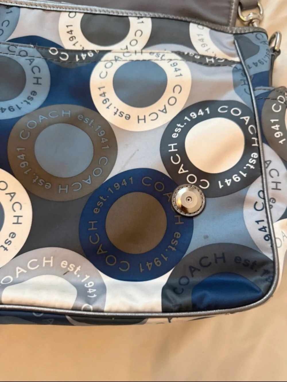 Coach | Signature Snaphead Blue Multifunction Baby Diaper Messenger Bag